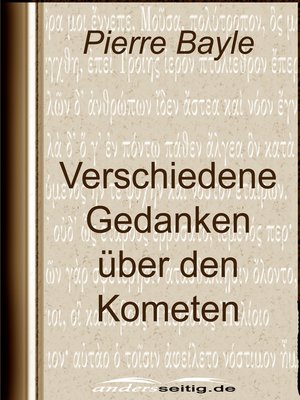 cover image of Verschiedene Gedanken über den Kometen